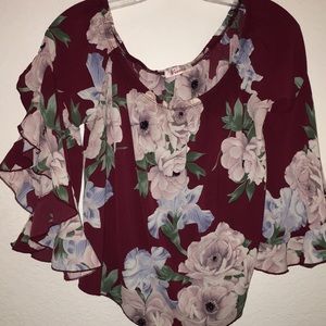 Off the shoulder flower crop top